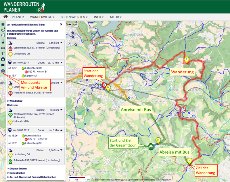 An- und Abreise bei der Routenplanung