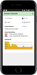 Abbildung der App - Routen-Statistik